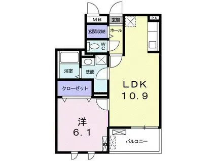 ミ・カーサII(1LDK/2階)の間取り写真