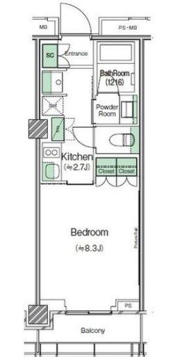SHIBUYACAST. APARTMENT(1K/15階)の間取り写真