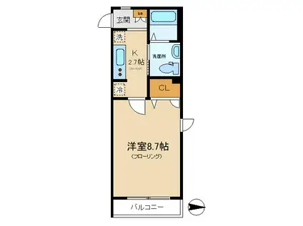 パークス東中野(1K/1階)の間取り写真