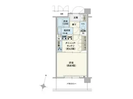 リージア経堂テラスガーデン(1DK/6階)の間取り写真