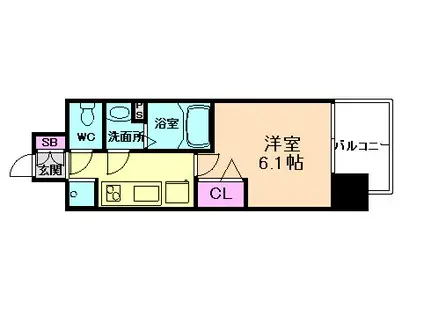 プレサンス大阪同心メゾヴィータ(1K/2階)の間取り写真
