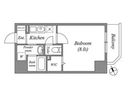 クオリタス江東佐賀(1K/2階)の間取り写真