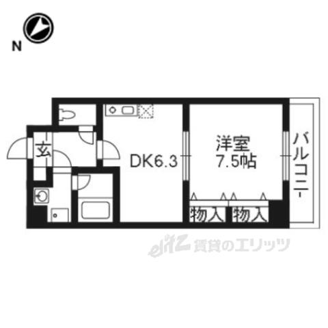 SION(1DK/2階)の間取り写真