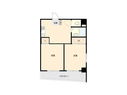 ZION COURT 平和島(2DK/2階)の間取り写真