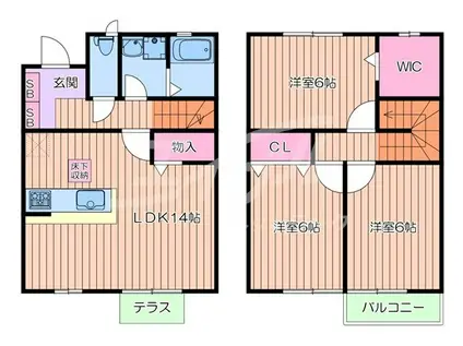 プロムナード沢良宜(3LDK/1階)の間取り写真
