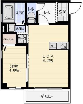 グレース別府(1LDK/3階)の間取り写真