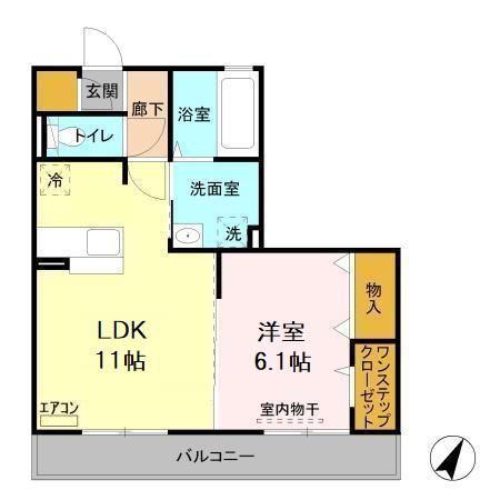 グリーンアレイC(1LDK/3階)の間取り写真