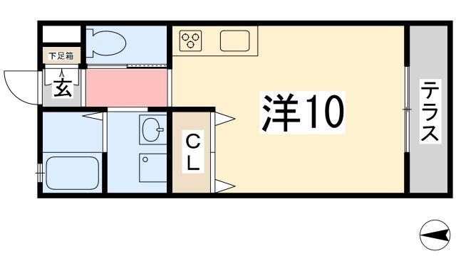 ハイツガルムII(ワンルーム/1階)の間取り写真