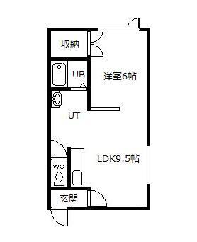 ヒノキ西13条A・B(1DK/2階)の間取り写真