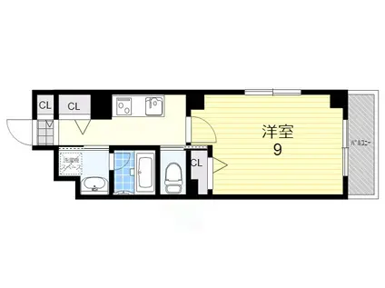 ブラン花園町(1K/5階)の間取り写真