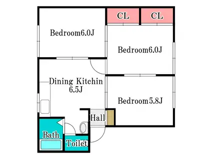セジュール尾銭(3DK/1階)の間取り写真