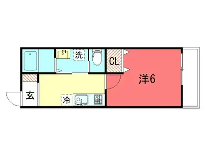 北白川上池田町アパート(1K/2階)の間取り写真