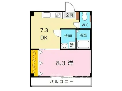 GKビル(1DK/5階)の間取り写真