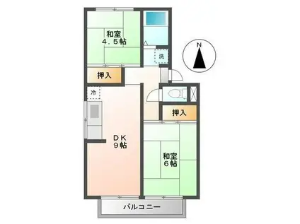 小川コーポ(2DK/1階)の間取り写真
