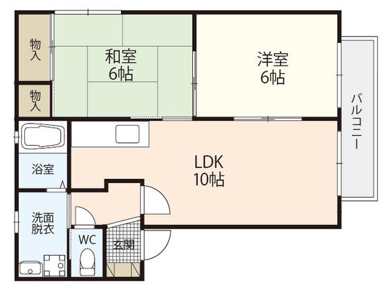 サウス VILLAGE A棟(2LDK/2階)の間取り写真