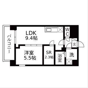 パークス堺筋本町(1LDK/8階)の間取り写真