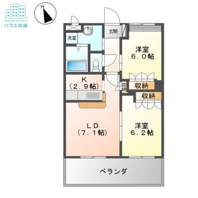グランディール高来(2LDK/2階)の間取り写真