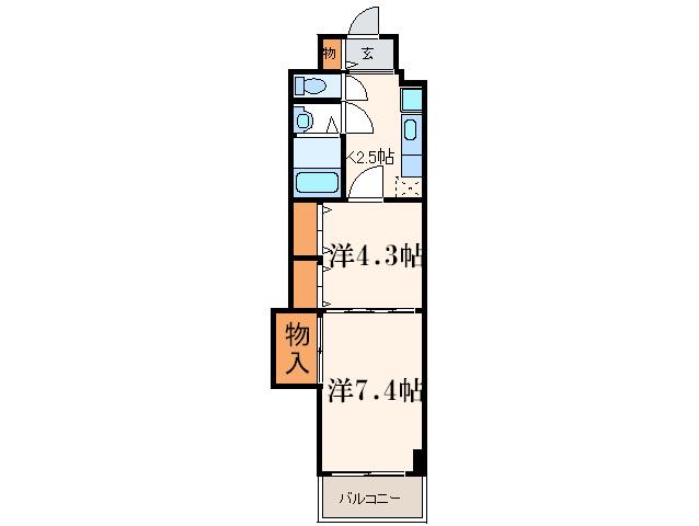 セントラル南船場(2K/13階)の間取り写真