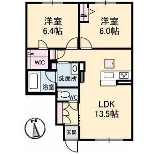シャーメゾンATO I棟(2LDK/1階)の間取り写真