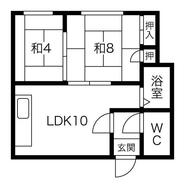 藤ハイム(2LDK/2階)の間取り写真