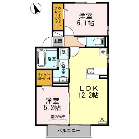 シャンポール(2LDK/2階)の間取り写真