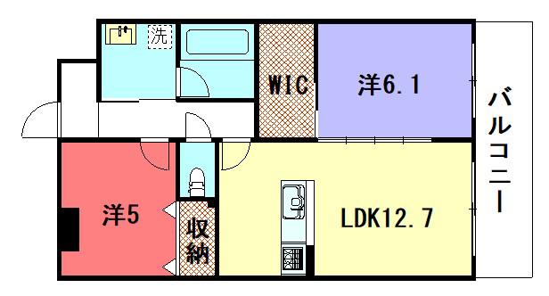 クルミナーレIV(2LDK/3階)の間取り写真