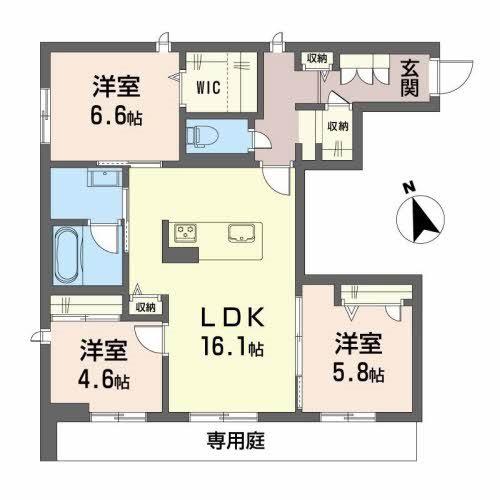 シャーメゾンクージースクエア(3LDK/1階)の間取り写真