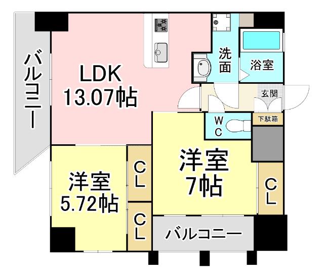 STUDIE TOBIHATA(2LDK/10階)の間取り写真