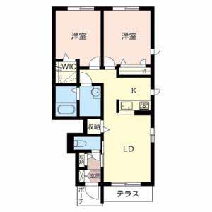 シャーメゾン童子山(2LDK/1階)の間取り写真