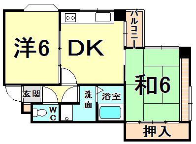 スリージェ甲子園口I(2DK/3階)の間取り写真