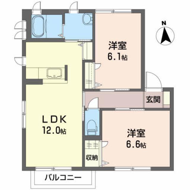 シャーメゾン・インターB(2LDK/1階)の間取り写真