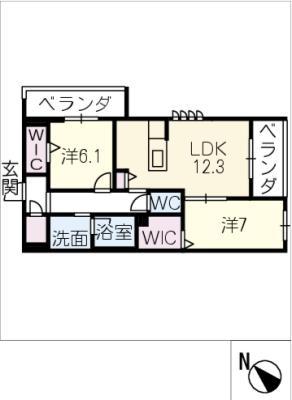 エステラス(2LDK/3階)の間取り写真