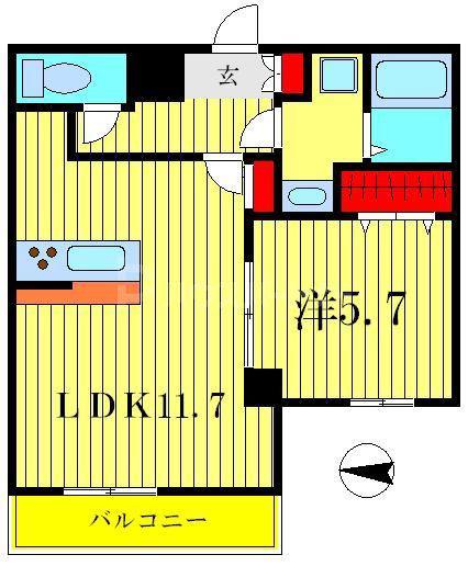 エスト四つ木(1LDK/3階)の間取り写真