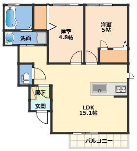 ルミエール重根(2LDK/1階)の間取り写真