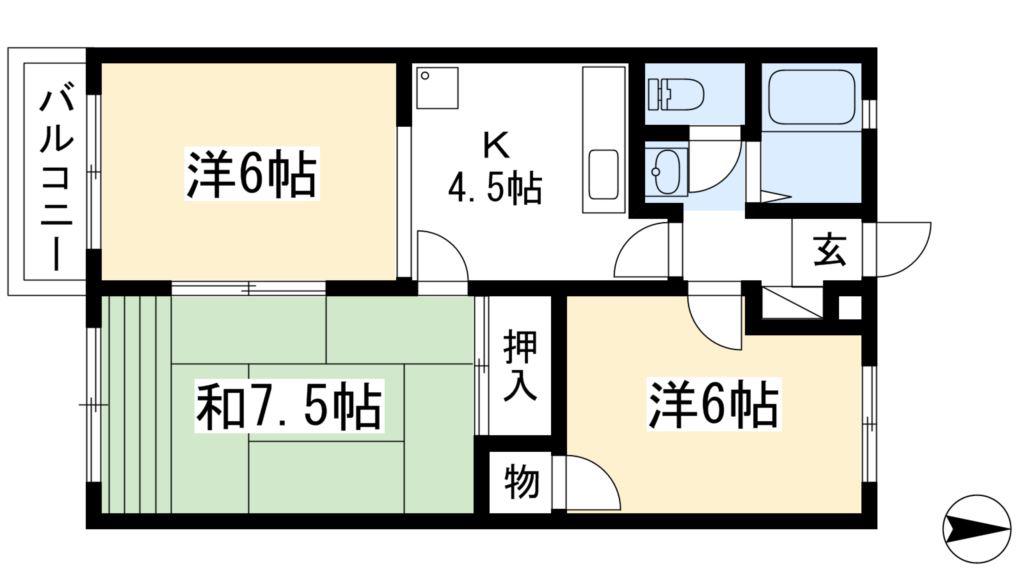 アスティオン(3K/2階)の間取り写真