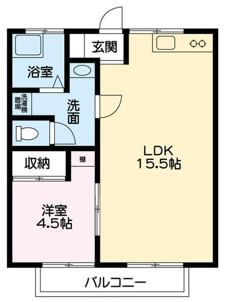 CASA西新涯A(1LDK/1階)の間取り写真