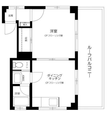ハイツフォレスト(1DK/3階)の間取り写真