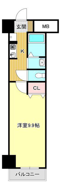 セントラルコート21(1K/6階)の間取り写真