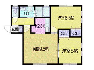 アゼリア札幌北(2LDK/2階)の間取り写真