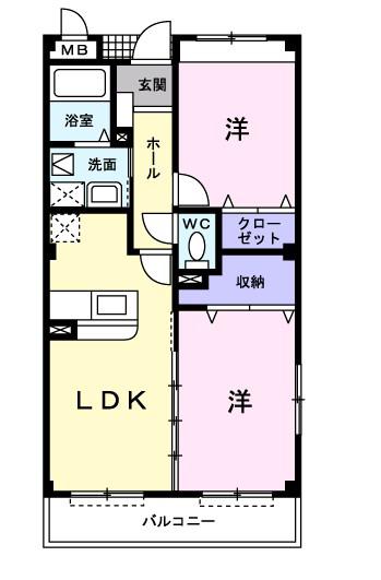 ヴィアラッテア(2LDK/1階)の間取り写真