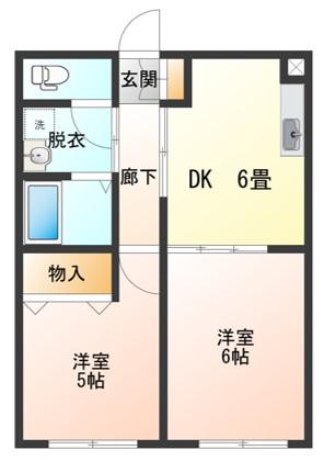 ルニベール(2DK/3階)の間取り写真