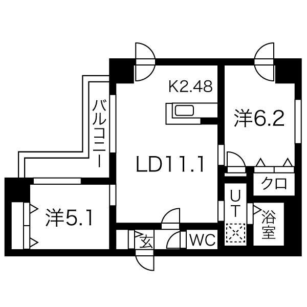 トロイメライ伏見(2LDK/4階)の間取り写真