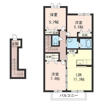 メゾン デル エスト(3LDK/2階)の間取り写真
