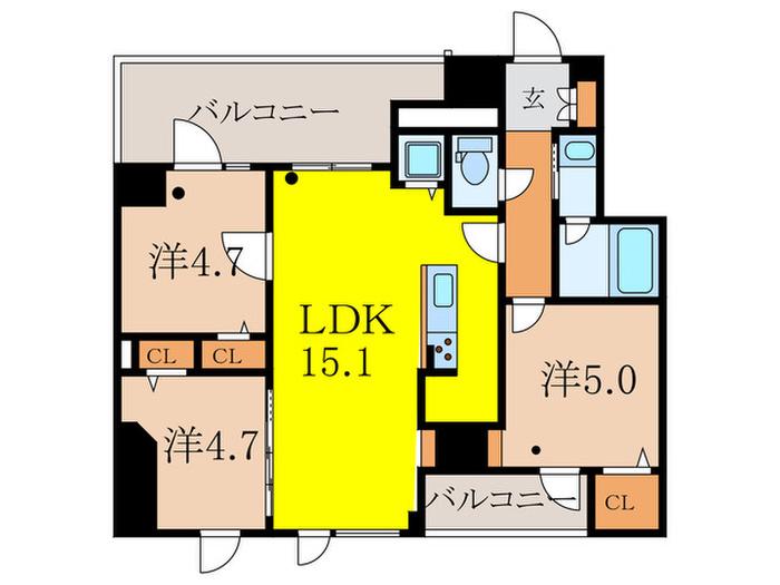 WHARF駒込(3LDK/6階)の間取り写真