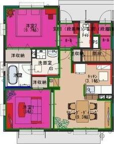 オリオンスクエアA(2LDK/1階)の間取り写真
