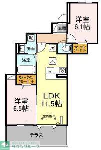リヴェール港南(2LDK/1階)の間取り写真