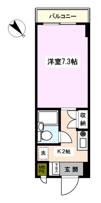 ドルフ安藤橋III(1K/4階)の間取り写真