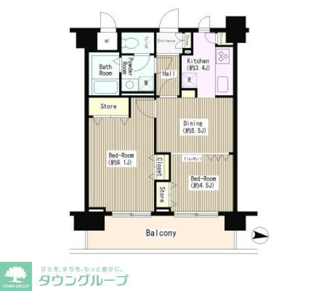コンチェルト杉並(2DK/9階)の間取り写真