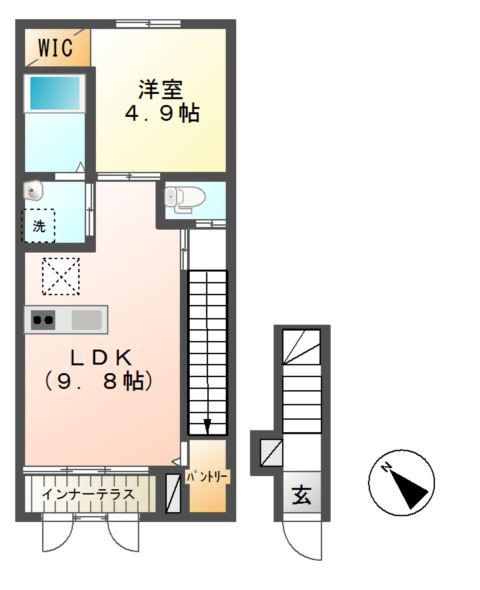 エリンコート(1LDK/2階)の間取り写真