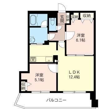 イリップス船堀(2LDK/4階)の間取り写真